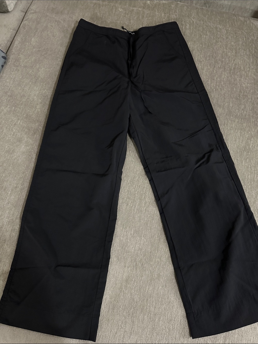 Zara Black Wide-Leg Trousers for Women Parachute Material